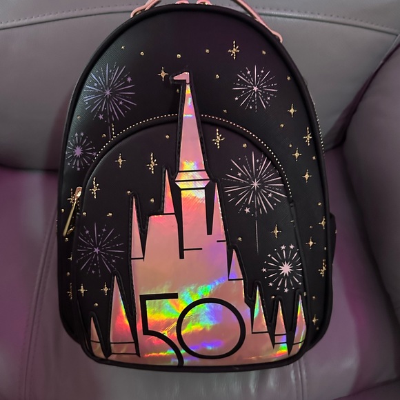 Disney world grand finale 50th black Loungefly mini backpack - Picture 3 of 7